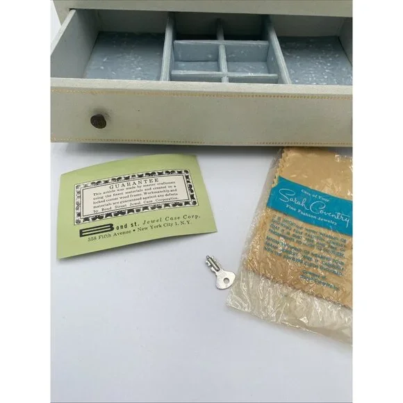 Vintage Ivory Jewelry Box Multi Level Tiered Drawer Key Velvet Buxton MCM